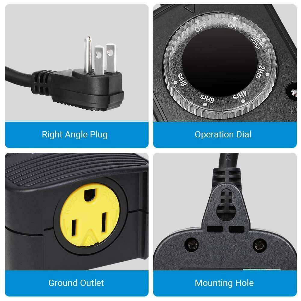 DEWENWILS Outdoor Plug in Countdown Timer Switch Light Sensor Outlet 2 Pack