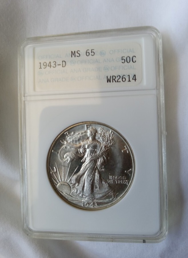 1943-D 50C Walking Liberty Half Dollar MS-65 Semi PL First Generation ANA Holder