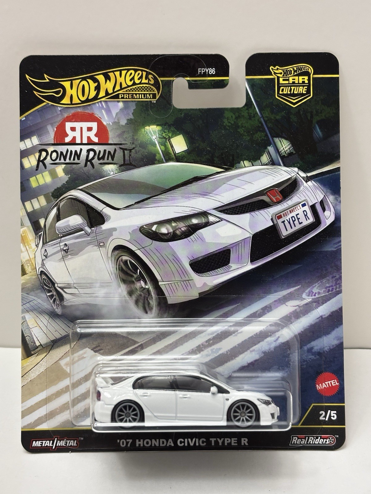 Hot Wheels Premium '07 Honda Civic Type R White Car Culture Ronin Run II 2025