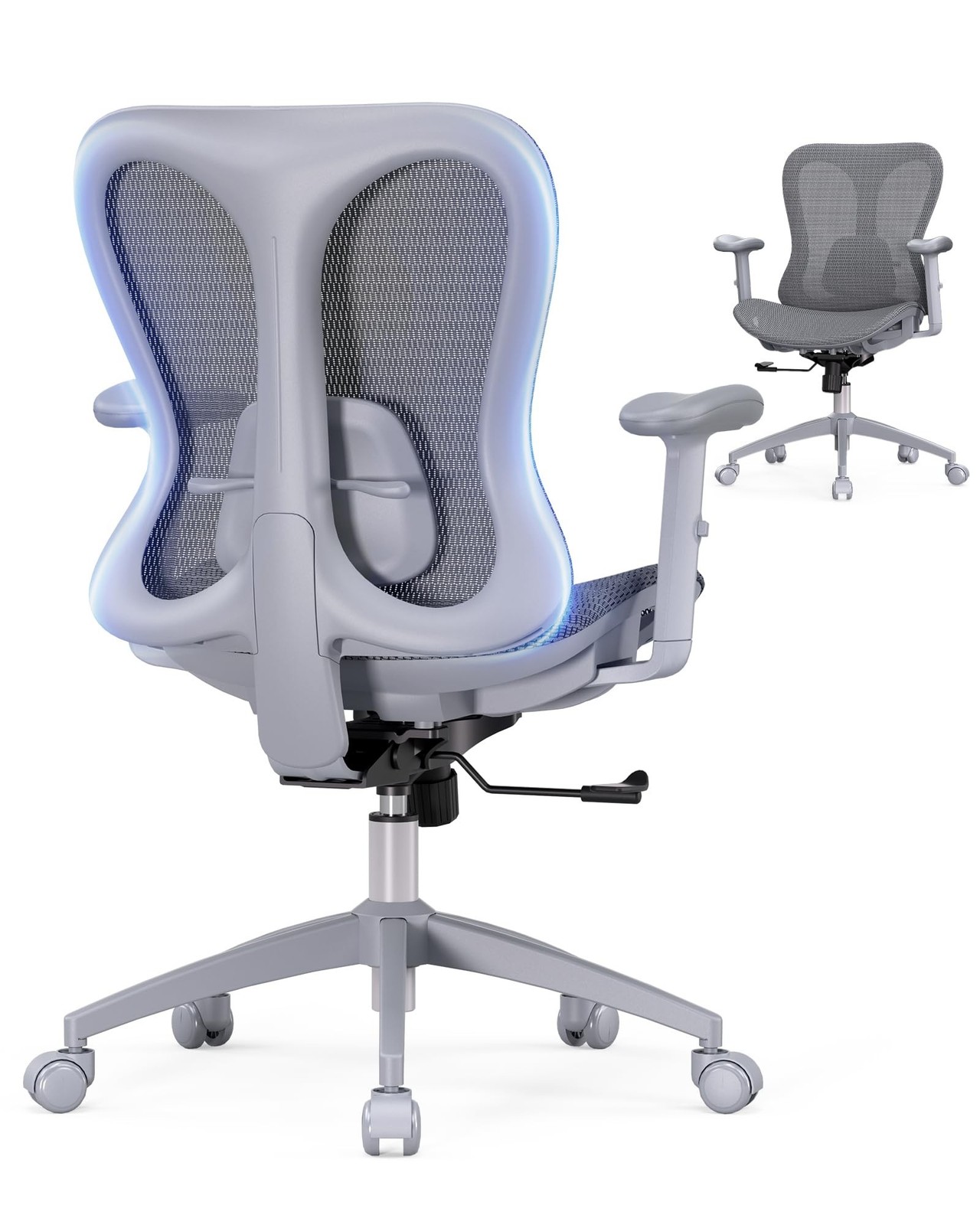 amseatec Ergonomic Mesh Office Chair, Lumbar Support, Task Chair | Butterfly ...