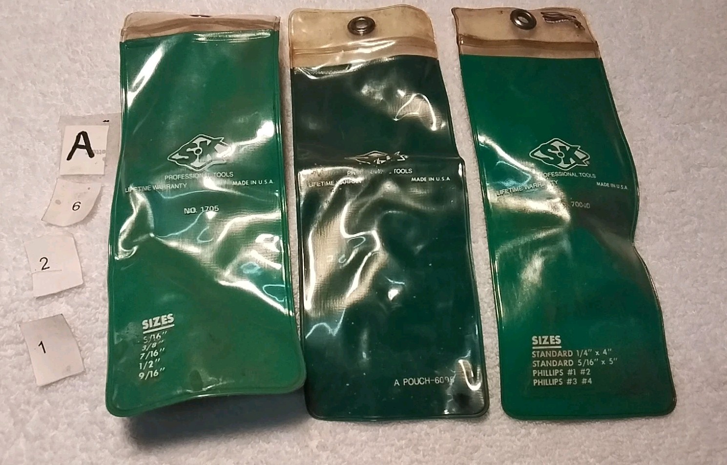 3pc SK 8"×3" GREEN POUCH #6005