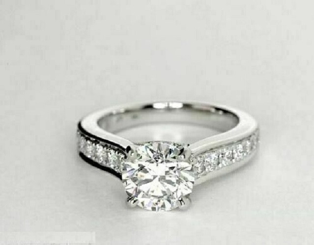 1.67Ct White Round Moissanite Engagement Wedding Ring In 935 Argentium Silver