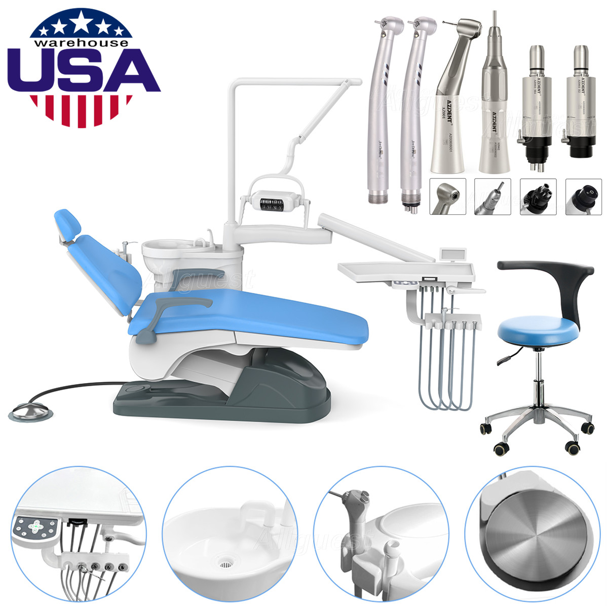 Dental Unit Chair Computer Controlled DC Motor/High&Low Speed Handpiece 2/4Hole