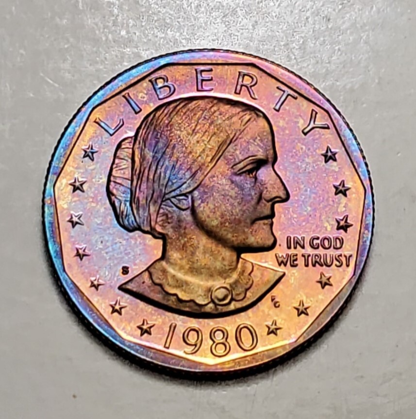 TONED 1980 S PROOF SET 5 COIN UNC SET #BX27
