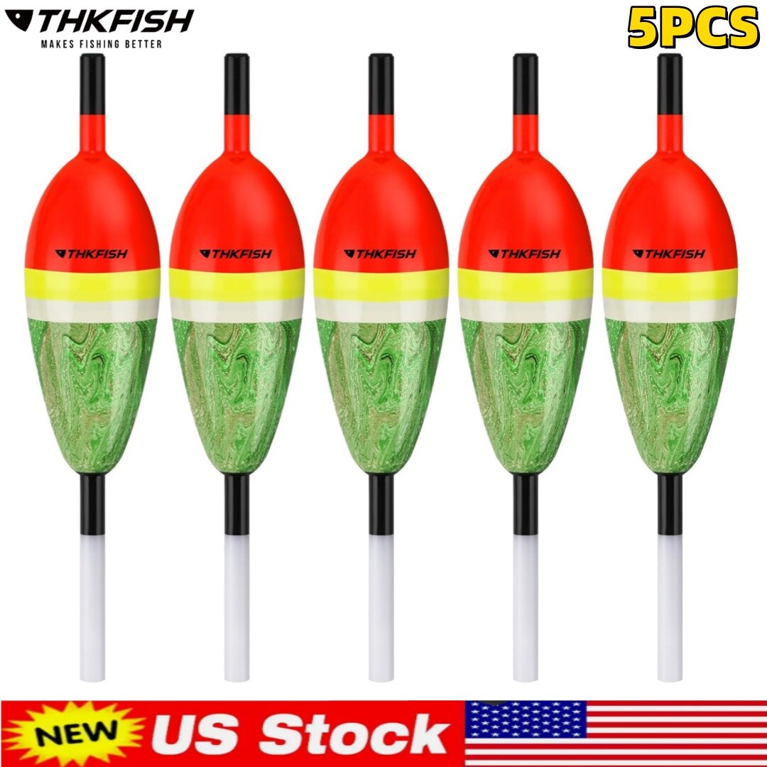 5PCS Fishing Floats Balsa Wood Red Bobbers Fishing Bobbers Stick Slip Bobber