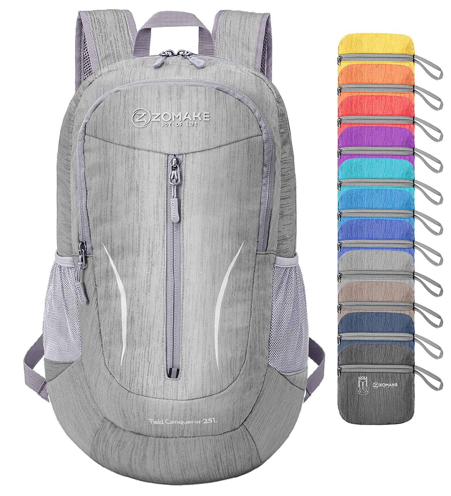 25L Ultra Lightweight Packable Backpack Foldable Hiking Daypack Silver Gray