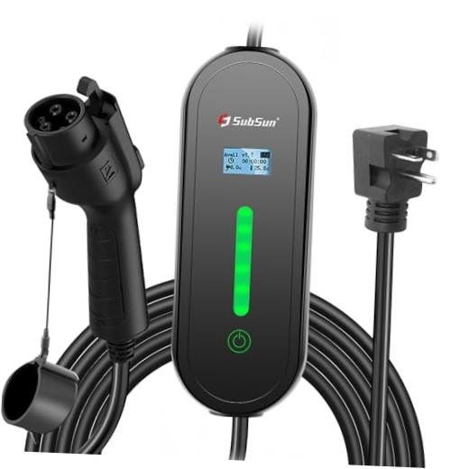 Universal Level 1 & 2 Portable EV Charger 16Amp 110V-240V 16A 25FT black