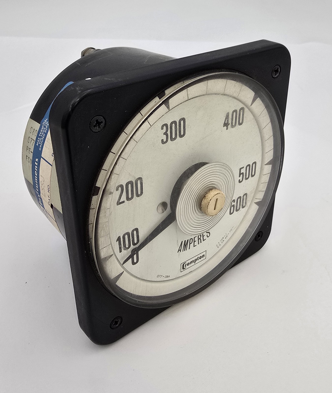 Crompton 077-08AA-LSSJ Switchboard-Style Analog Meter 0-600 Amp Industrial