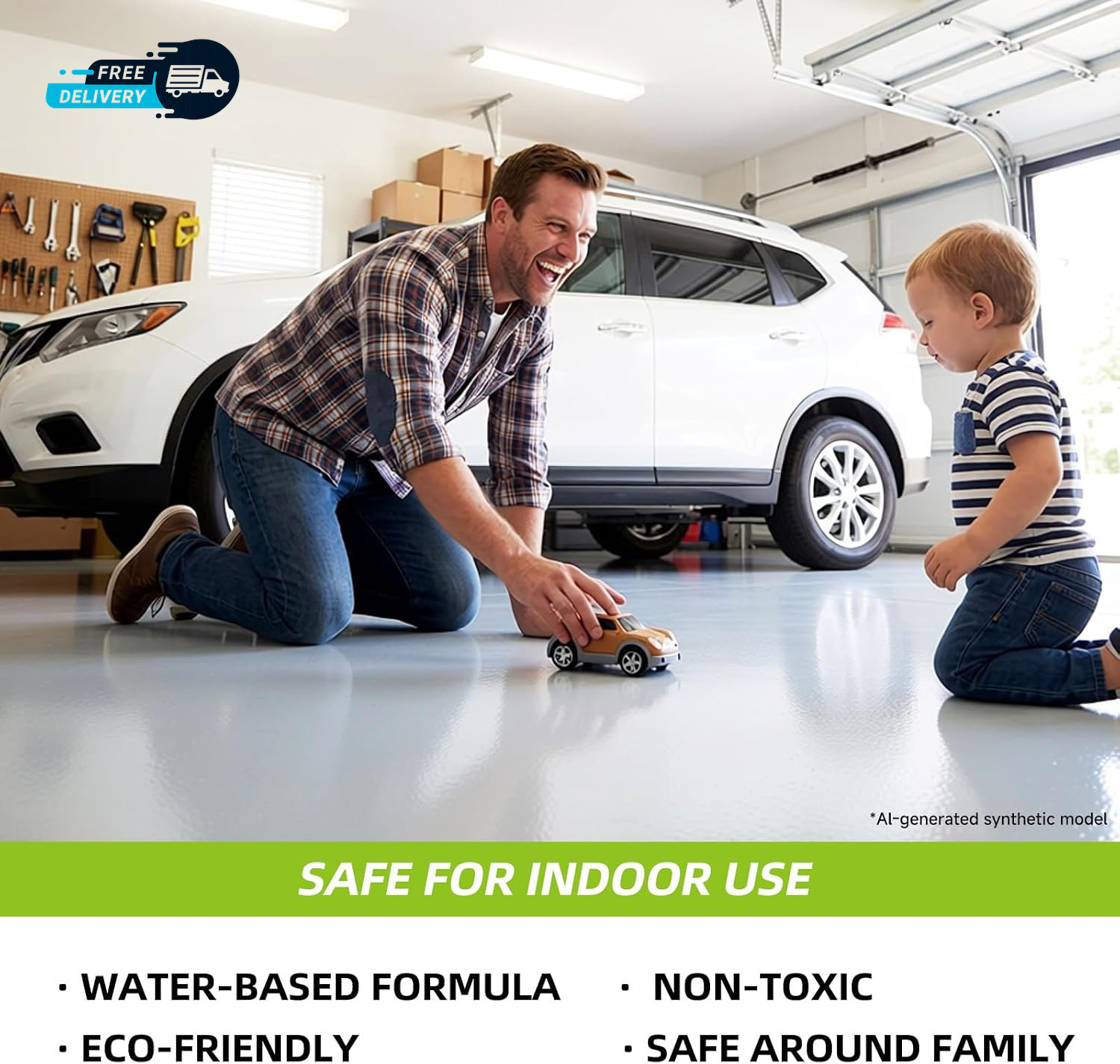 Garage Floor Epoxy Kit, 2K Epoxy Floor Paint with Tools, Epoxy Coating for Concr