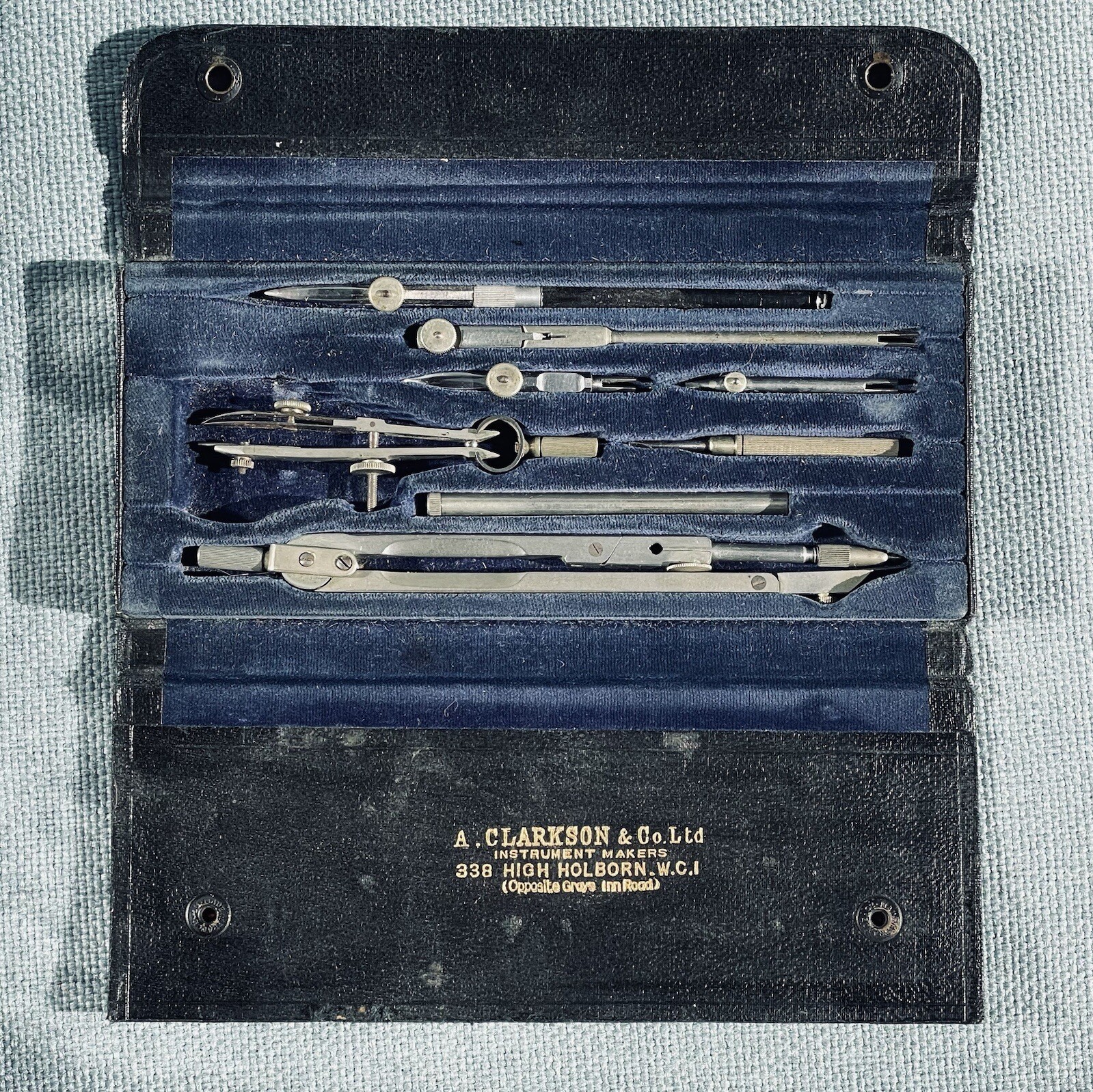 vintage technical drawing compass set By A.Clarkson&Co Excellent Condition