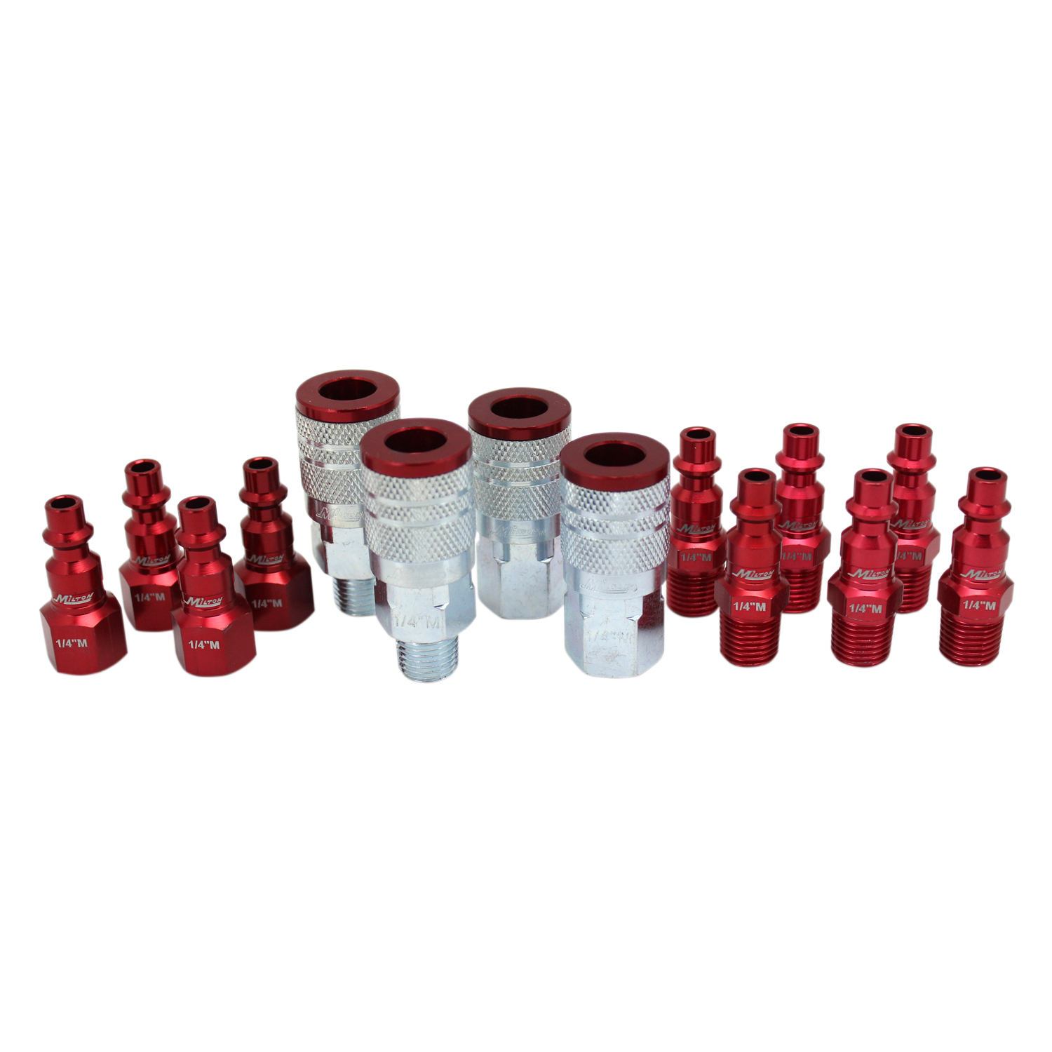 (1) Milton COLOR FIT S-314MKIT 14 PC Coupler & Plug set, 1/4" NPT, RED, Free S&H