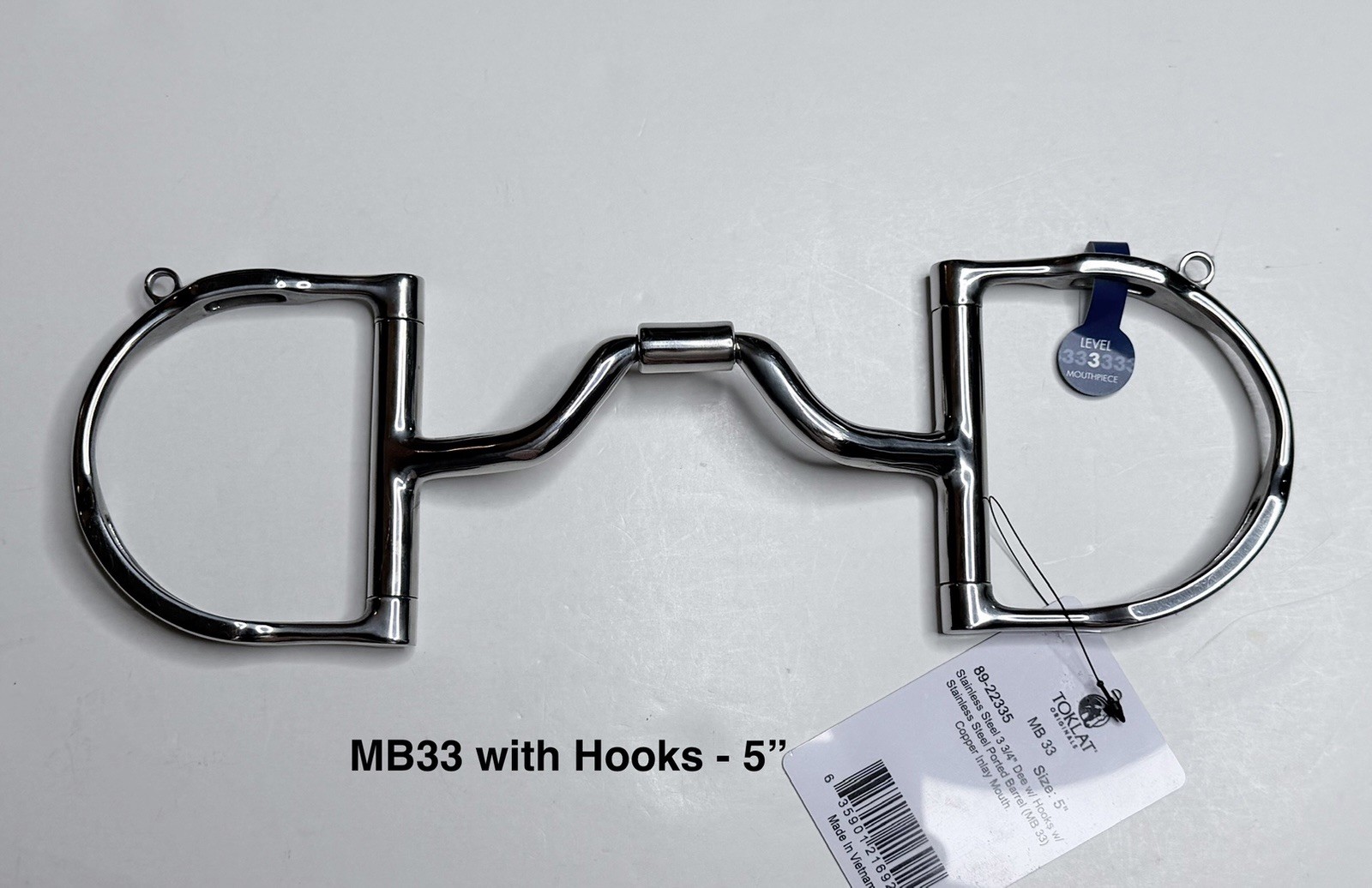 Myler MB33 Ported Barrel D-Ring Snaffle WITH Hooks - 5”