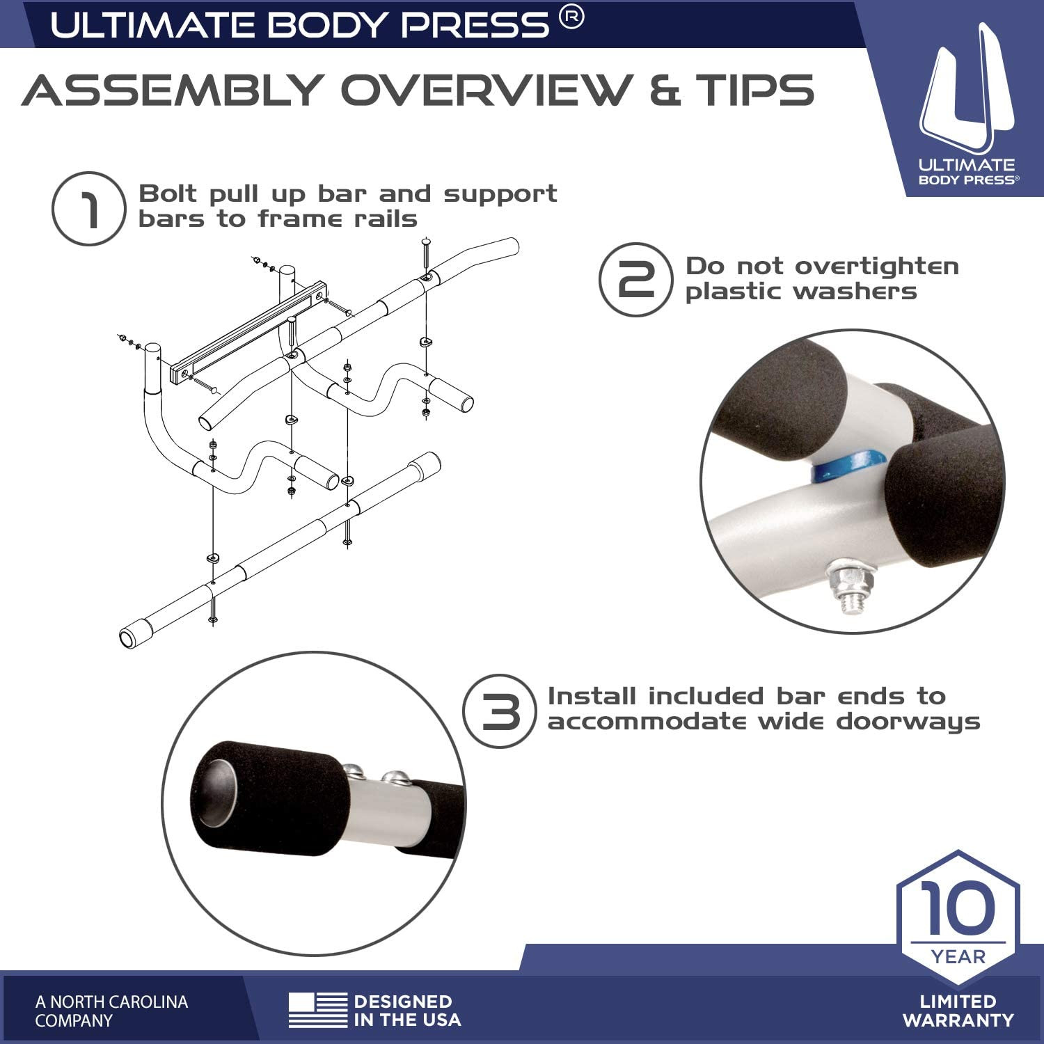 XL Doorway Pull up Bar with Elevated Bar & Adjustable Width