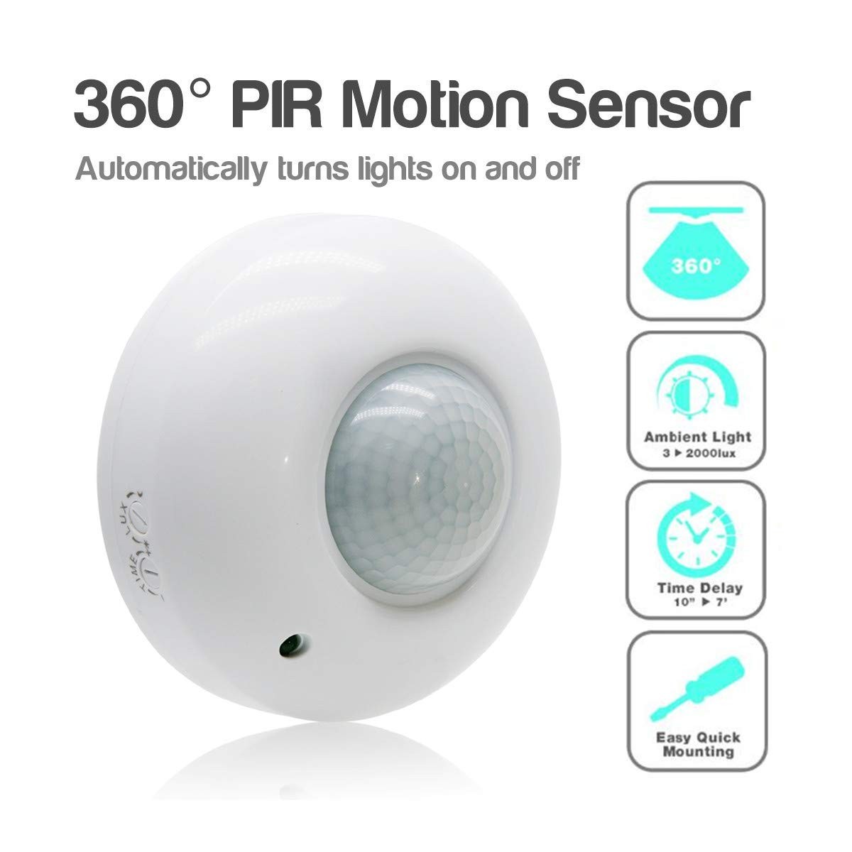 Sensky 360 Degree Ceiling Mount Occupancy Sensor, 110-240V PIR Motion White