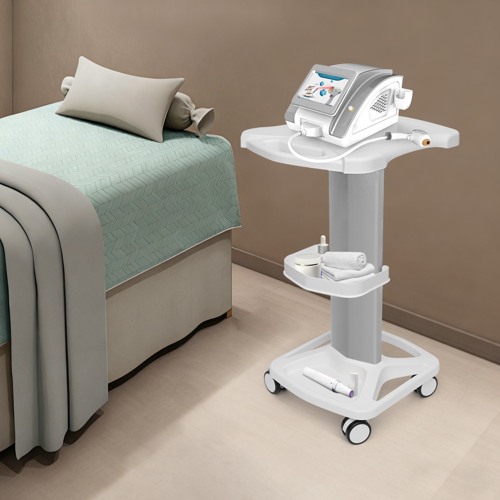 Dental Trolley Medical Cart Steel Mobile Tool Cart Swivel Caster
