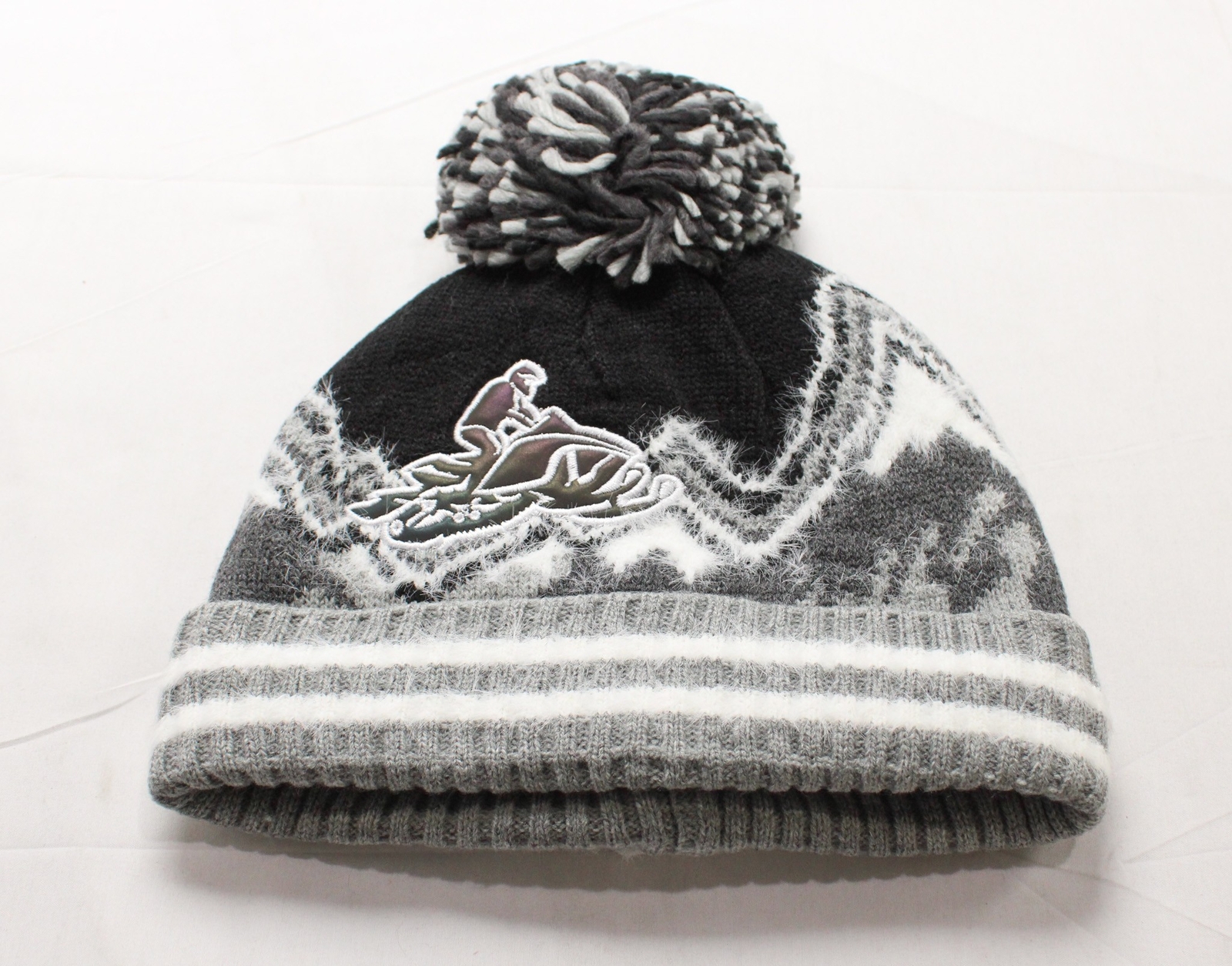 The Childrens Place Unisex Kids Knit Pom Beanie EJ1 Black/Grey Small Size 4-7