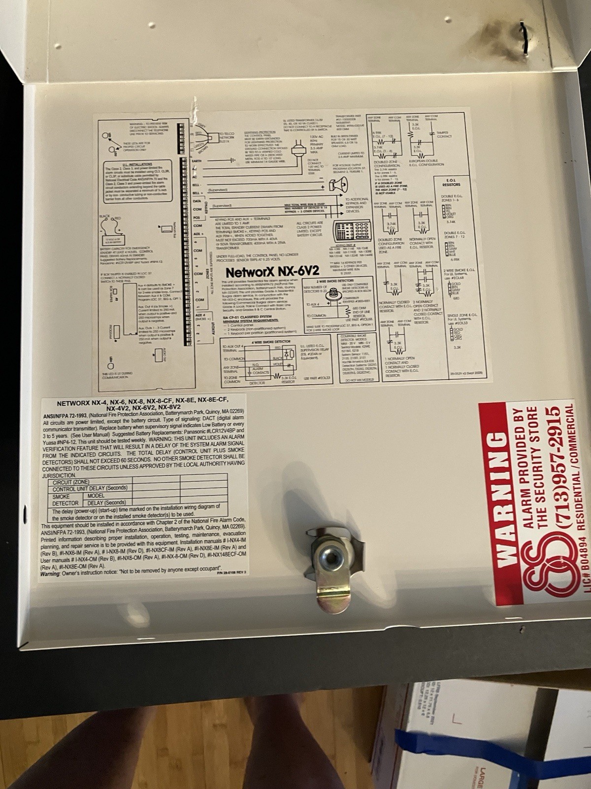 GE NetworX NX-6V2 Security Alarm System Cabinet with Board & Control Panel