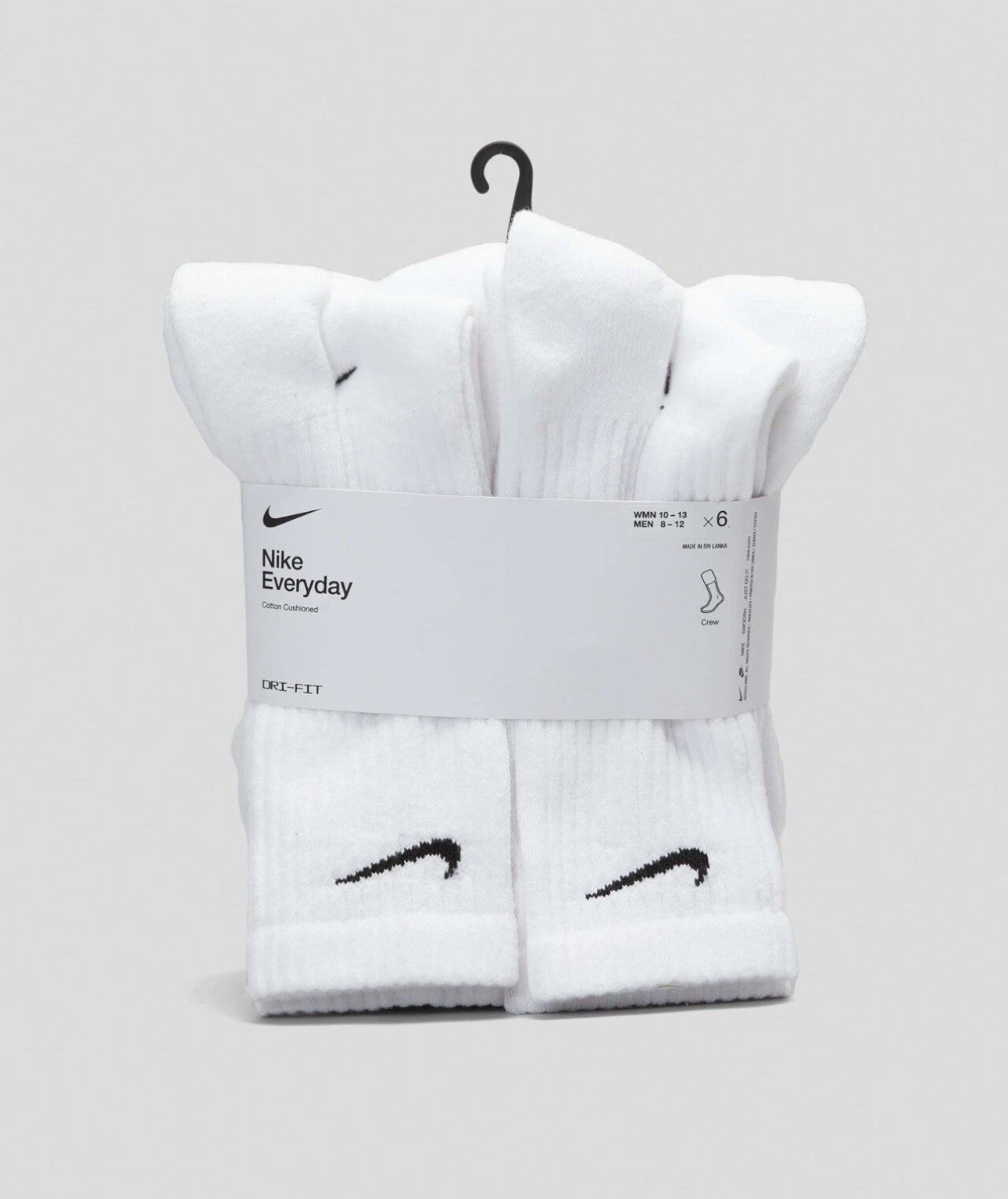 White Nike Everyday Plus Cushioned Crew Socks - (6 Pairs)