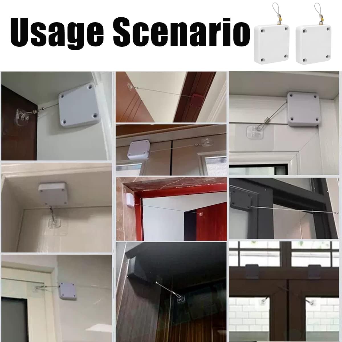 2PCS Automatic Door Closer, White Punch-Free Automatic Sensor, Residential