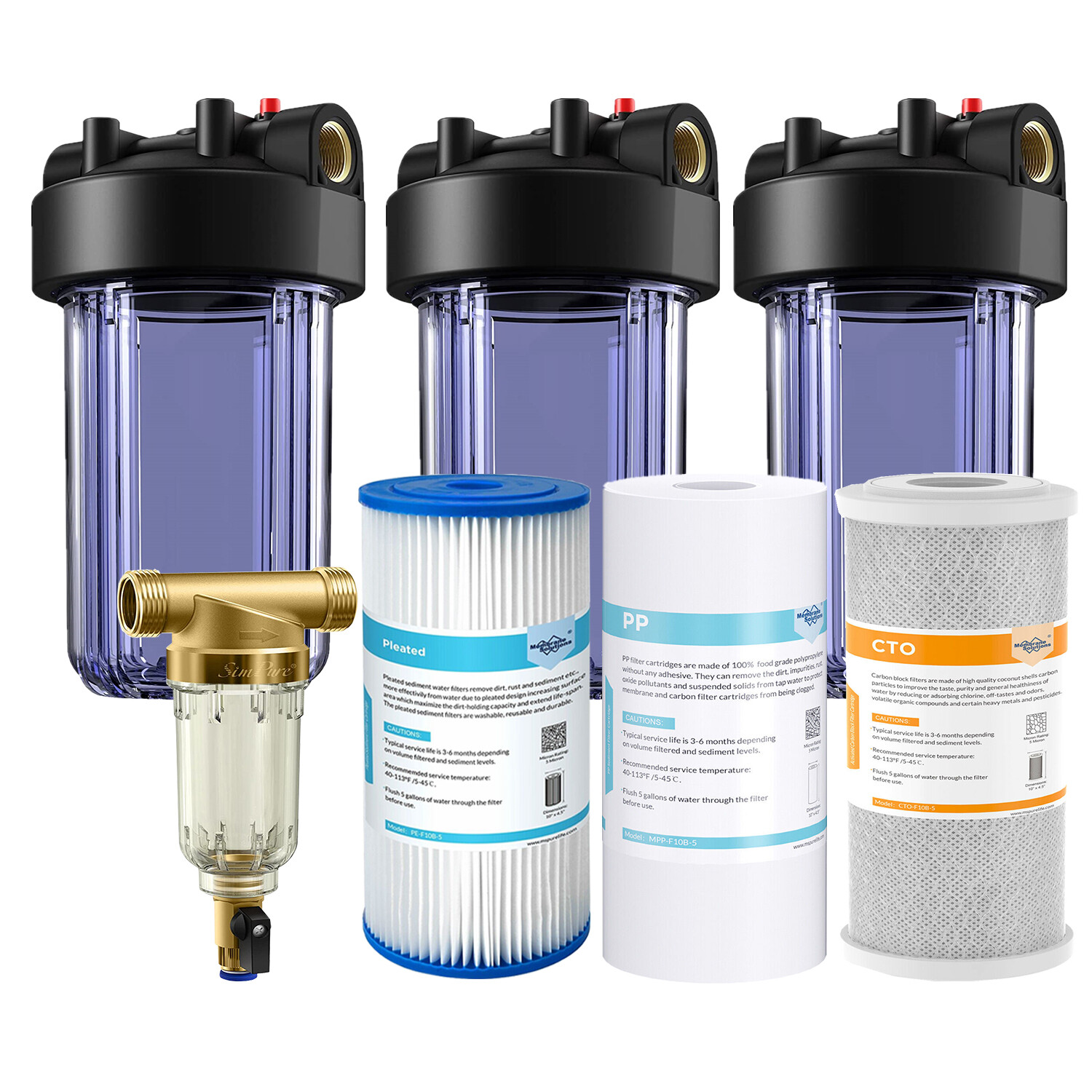 10 Inch Clear Whole House Water Filter Housing 10" x 4.5" Filtration Cartridge