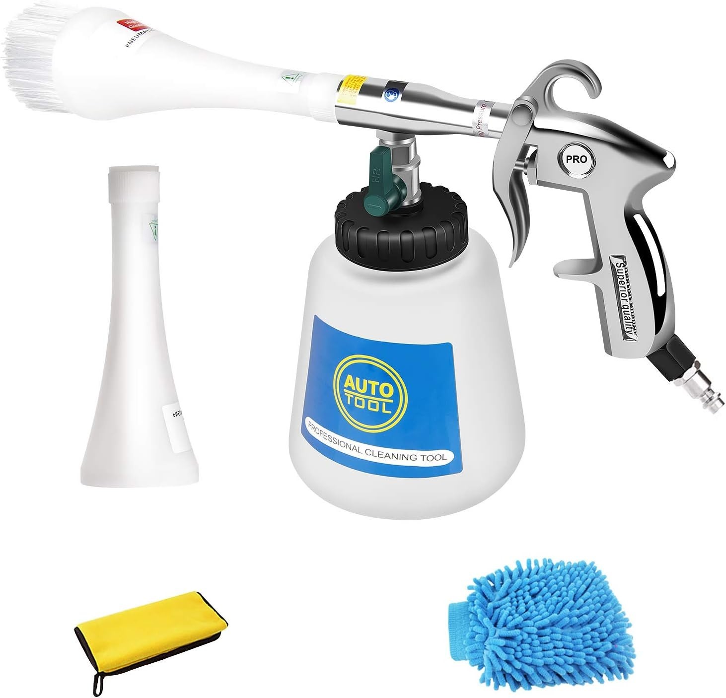Car Tornado Cleaning Gun Kit Interior Detailing Cleaner Spray Brush Towel 1L