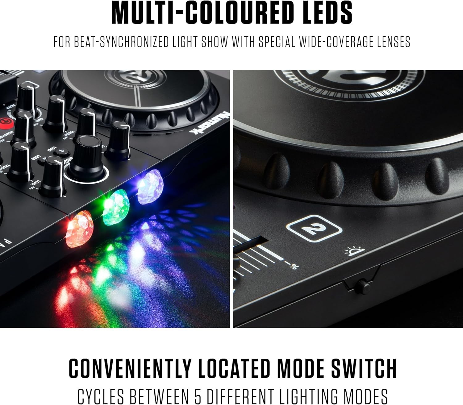 DJ Controller Plastic 2 Decks USB Interface Built-in Lights for Beginners