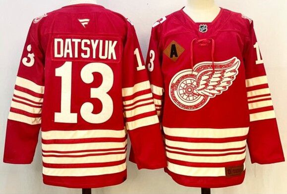 Men's Pavel Dastsyuk #13 Red Centennial 100 Years Detroit RED WINGS ALL Stitched