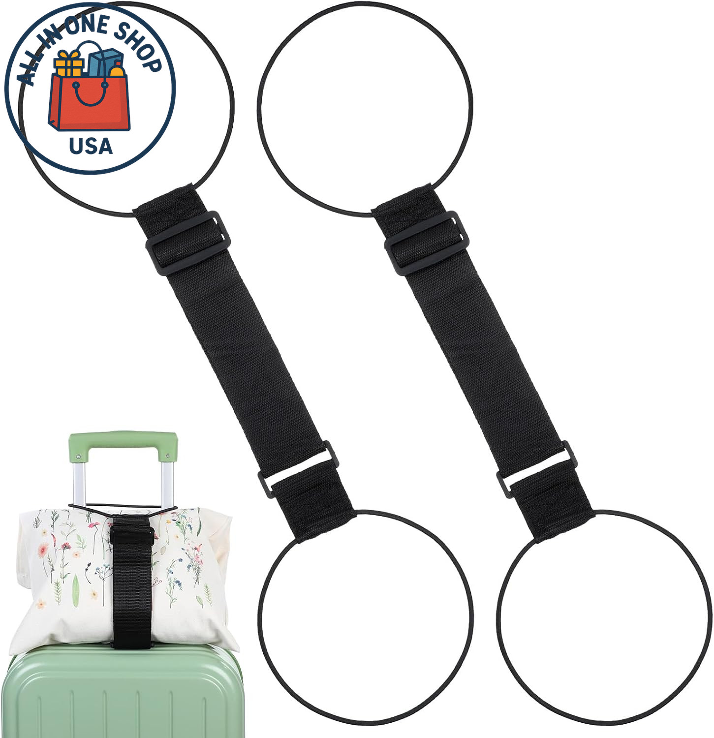 Luggage Straps Bag Bungee for Suitcase Handle Travel Add-A-Bag Strap 2PCS