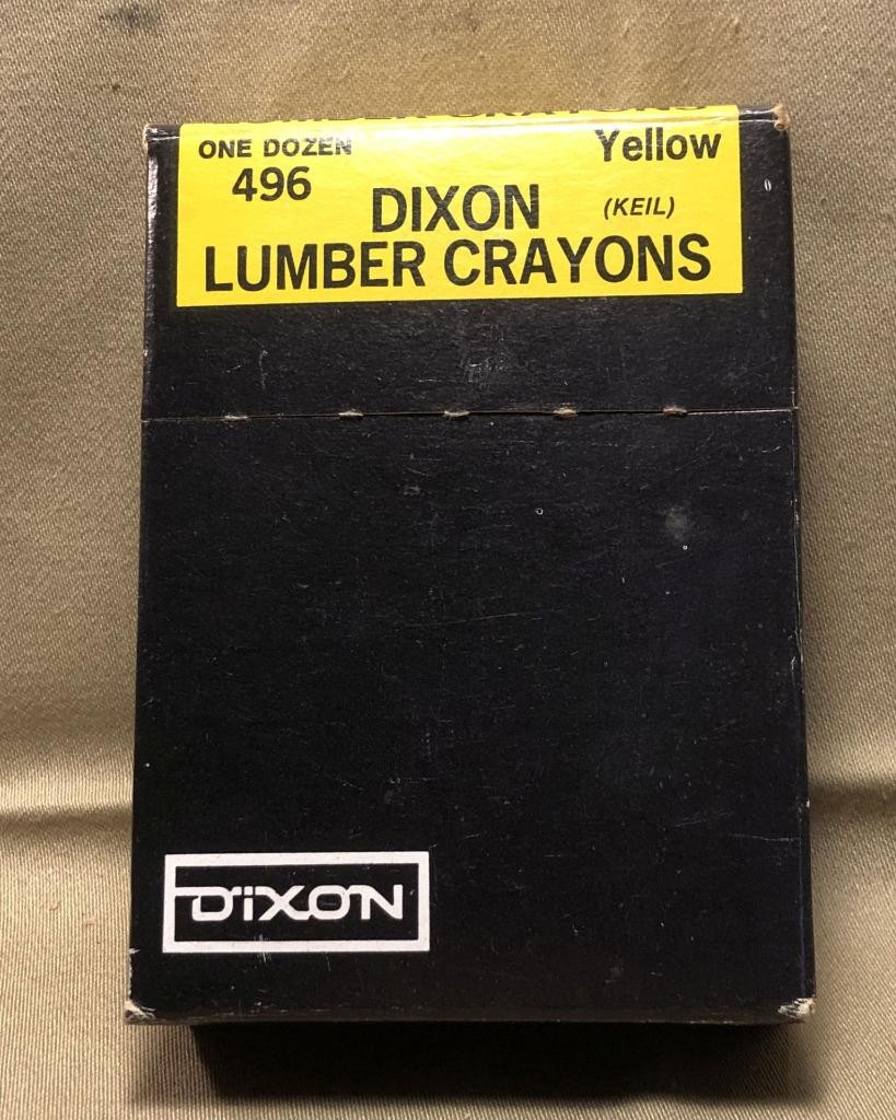 DIXON LUMBER CRAYONS #496 - 12 YELLOW HEXIGONAL CRAYONS IN ORIGINAL BOX