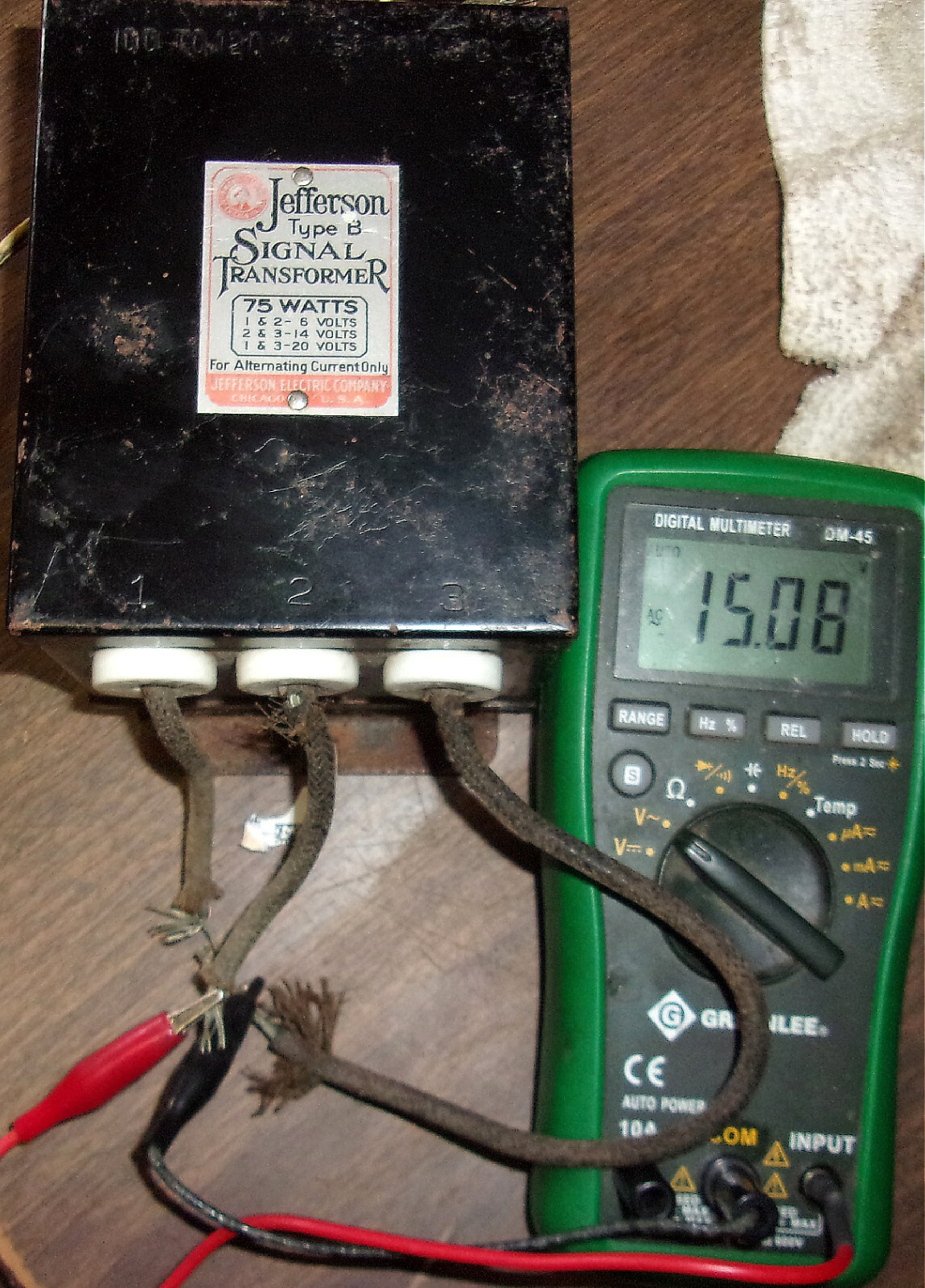 Old JEFFERSON Type B Signal Transformer 6/14/20 volts Tests OK! 5 1/2 POUNDS!