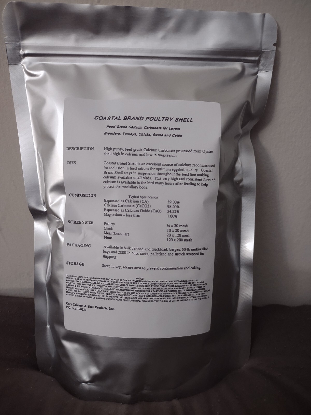 Crushed Oyster Shell Calcium Supplement Egg Laying Chickens Ducks Birds 5lb Bag