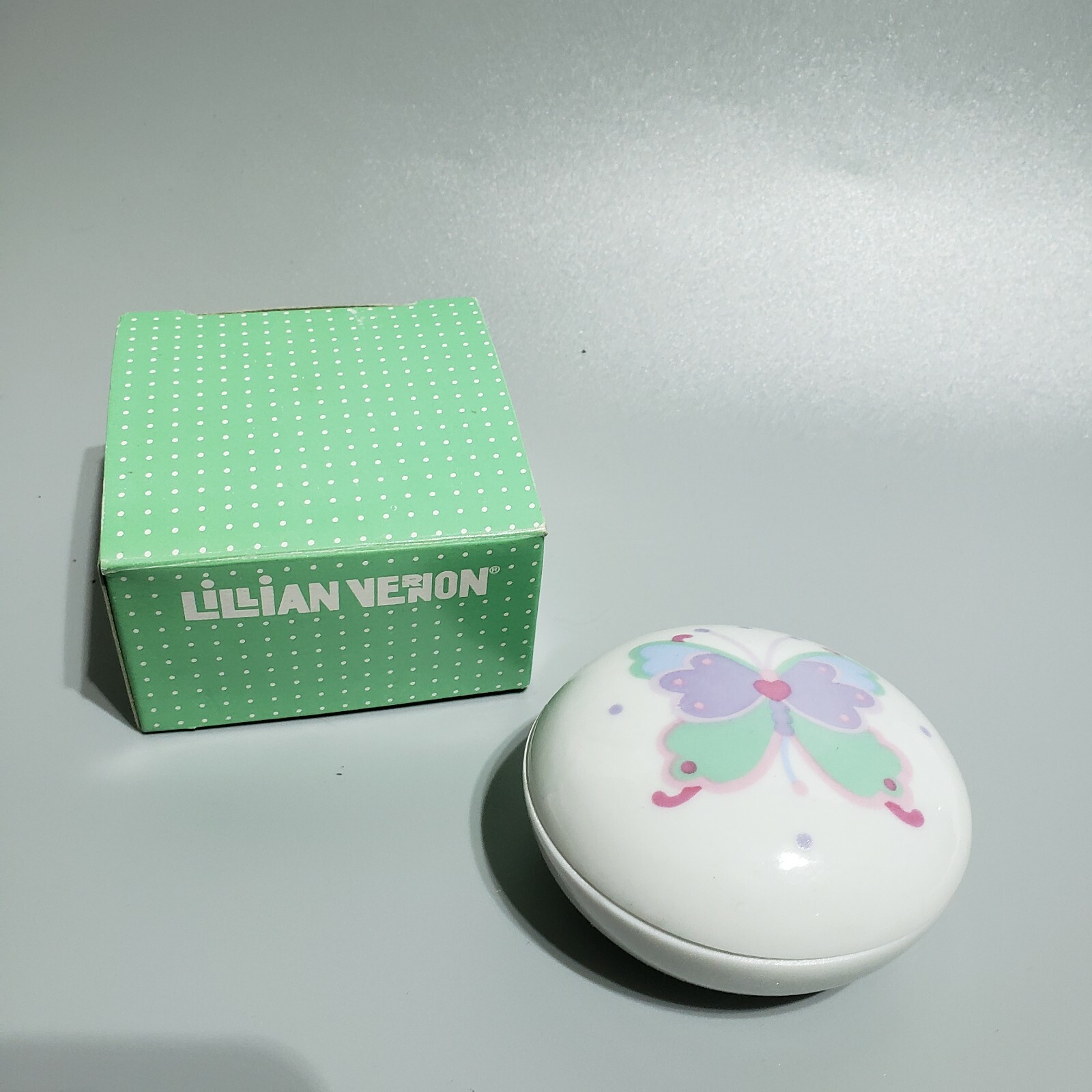 Vintage Lillian Vernon Porcelain Butterfly Trinket Box