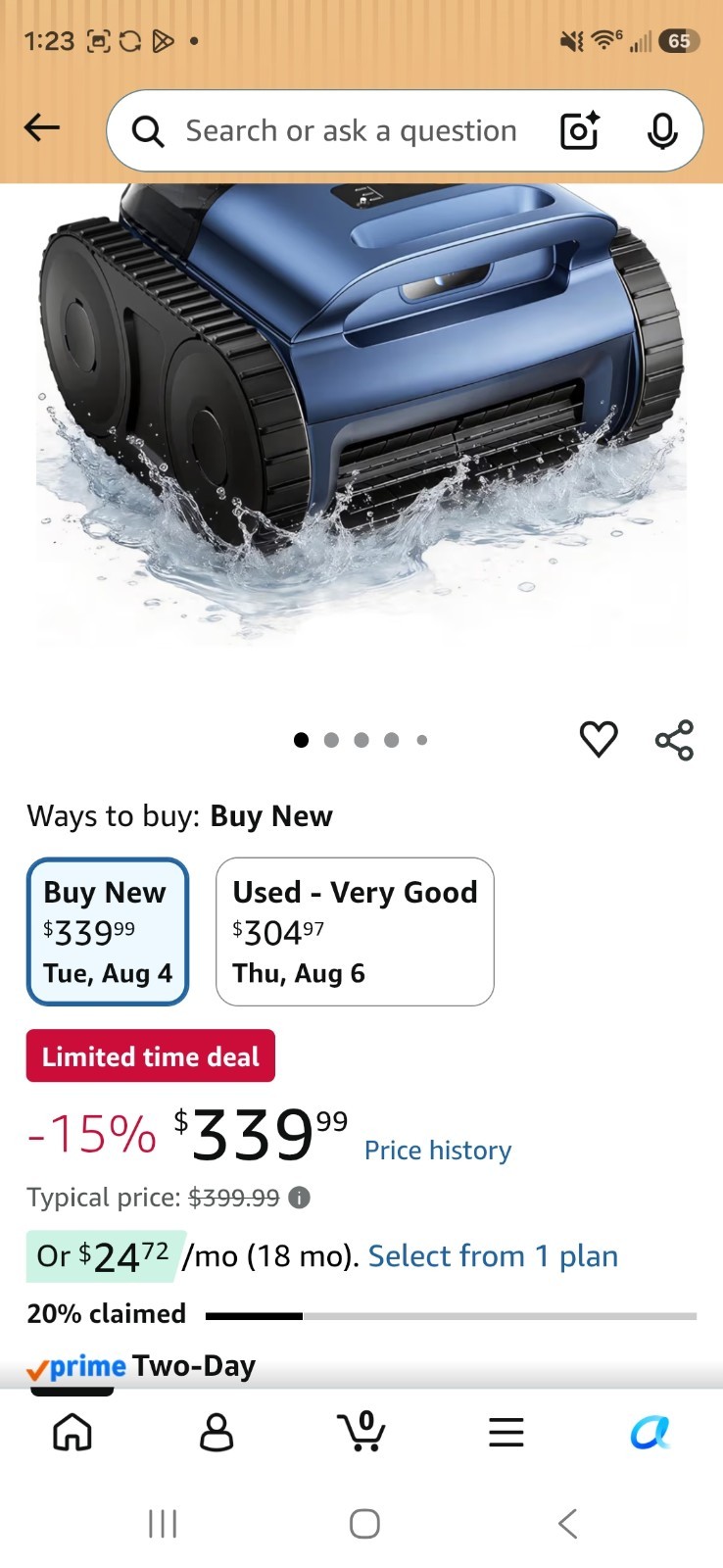 Lodoba SE40 Cordless Robotic Pool Cleaner Wall Climbing Blue/Black