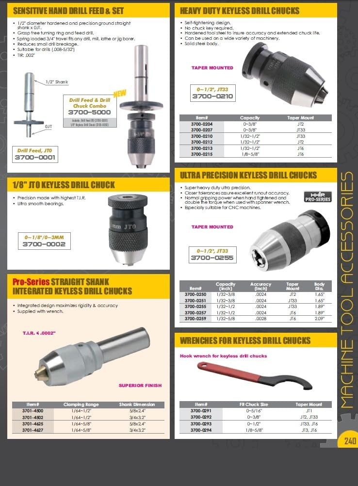 Vertex 0-1/2 Inch MT3 Integrated Keyless Drill Chuck