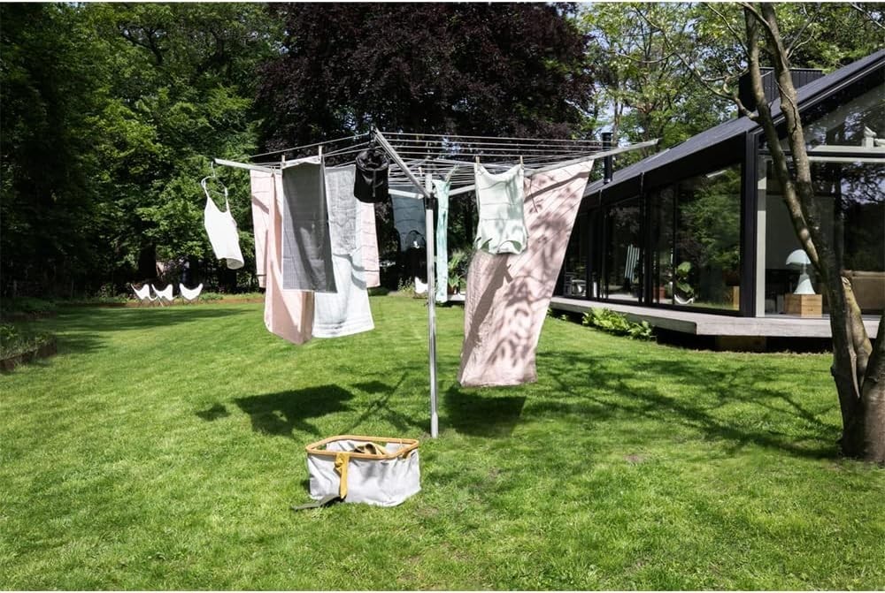 Superior 197ft Height-Adjustable Outdoor Clothesline with Cover & Ground Spike