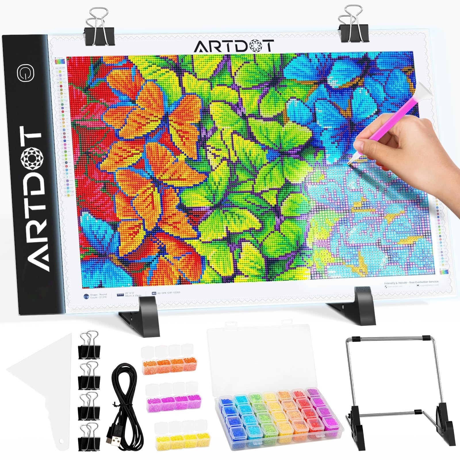 A4 LED Light Pad for Diamond Painting Kits USB Powered Adjustable Brightness