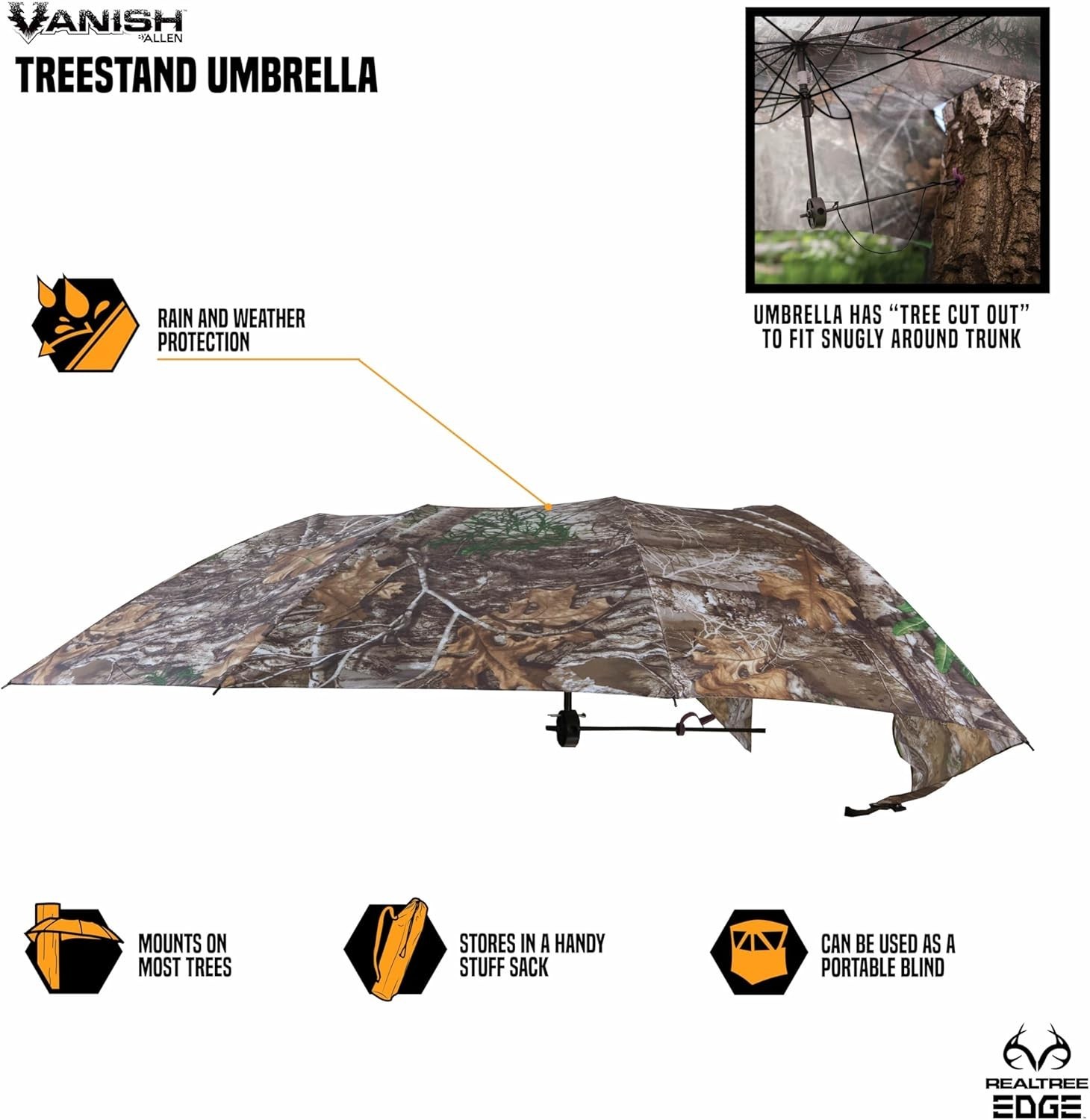 Quick-Setup 57-Inch Tree Stand Umbrella - Durable Camouflage Hunter's Shield