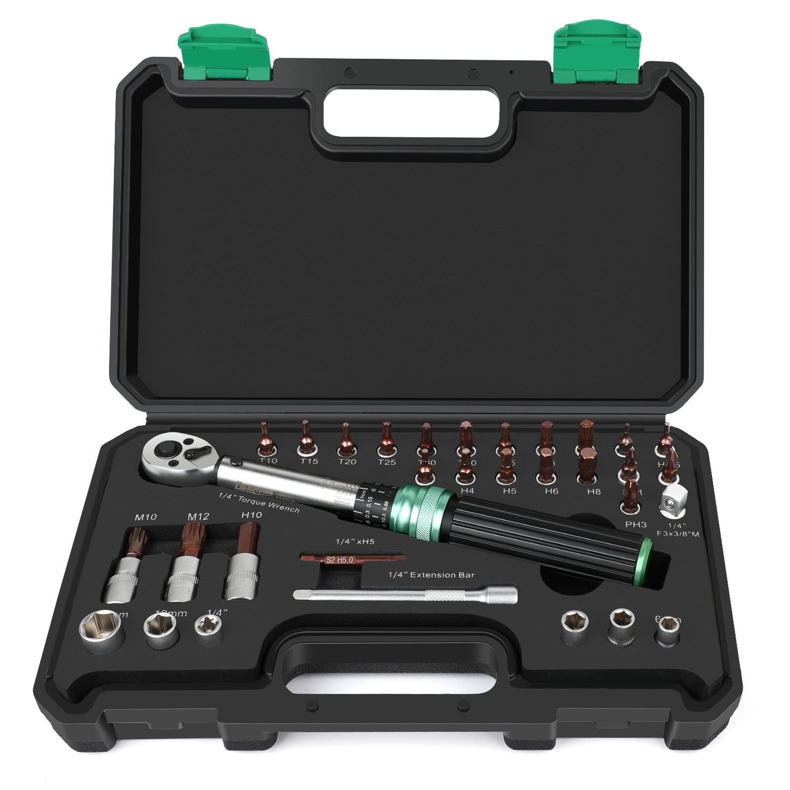 1/4 Inch Torque Wrench Set 2-20Nm Dual Direction With Bits For Bike MTB Repair