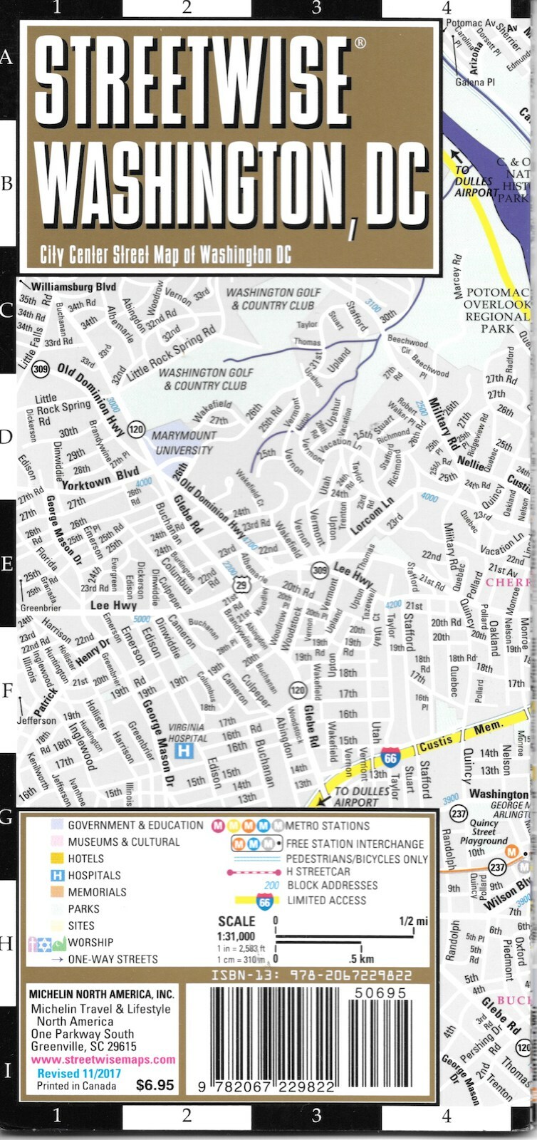 Map of Washington, DC, by Streetwise (Folded & Laminated) - 2023 Edition