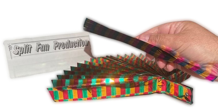 SPLIT FAN PRODUCTION 2 Spring Mylar Magic Trick Stage Appearing Pop Open Into 2