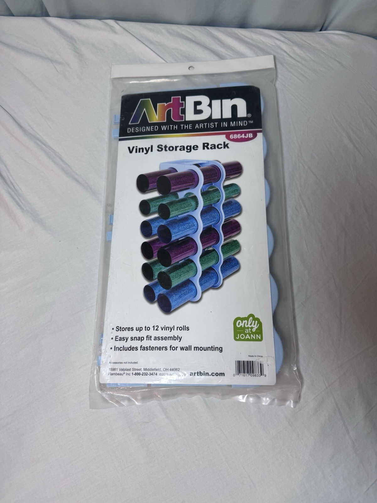 ArtBin Vinyl Craft Storage Rack Cricut 6864JB Snap Fit Holds 12 Vinyl Rolls
