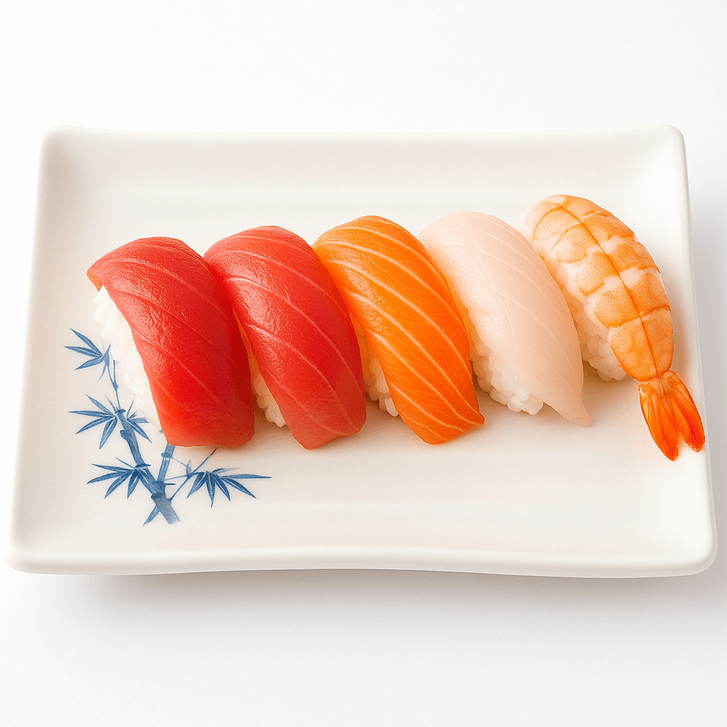 White Bambo Appetizer Melamine Sushi Plate Dessert Side Dish 7.75x6.75 in S-2331
