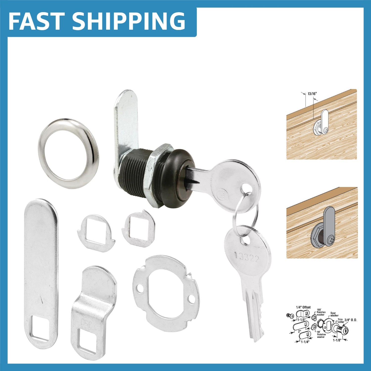 Keyed Drawer and Cabinet Lock - Durable Satin Nickel with Easy Installation