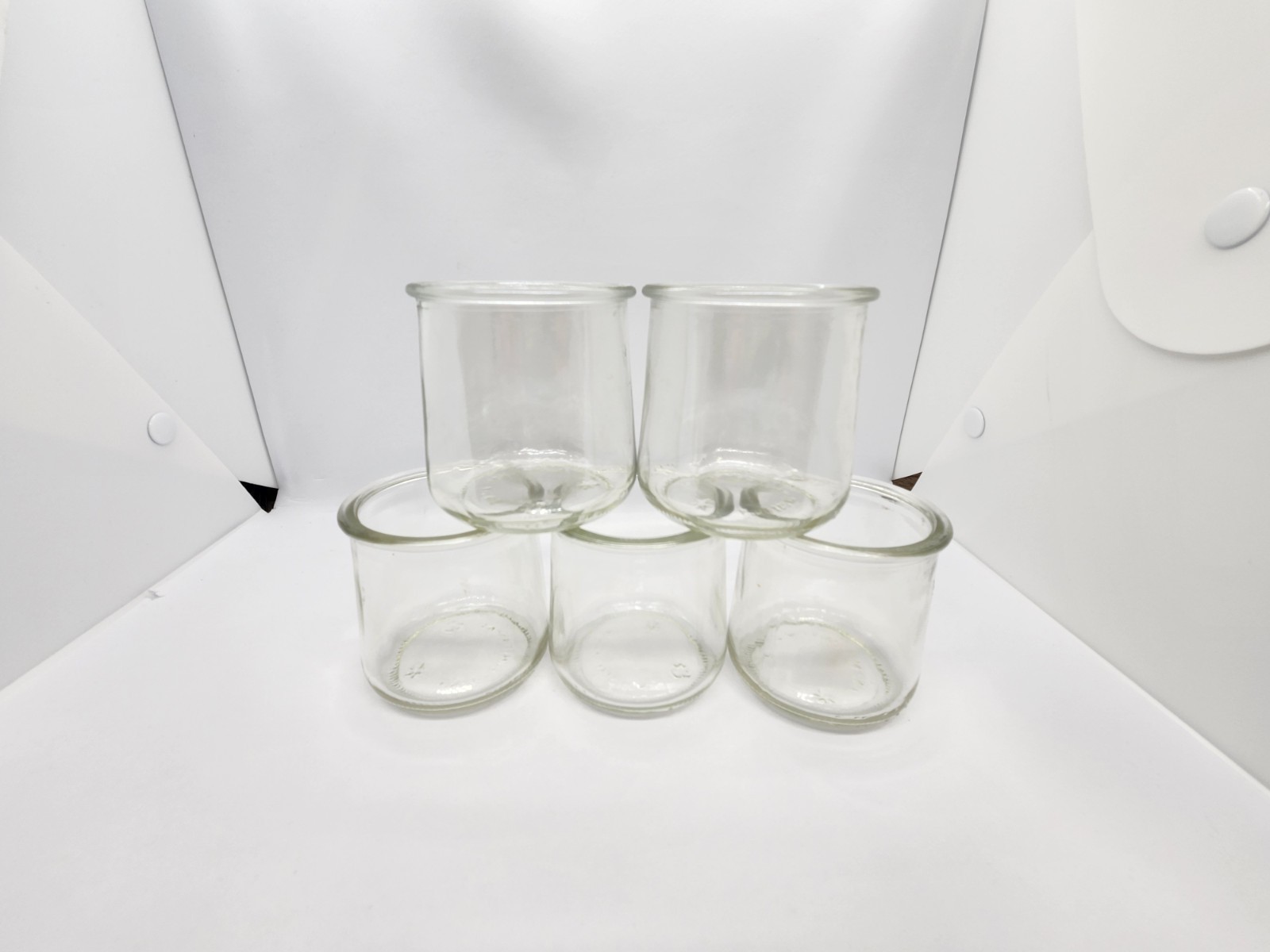 Lot of 5 OUI Clear Yogurt Jars Labels Removed