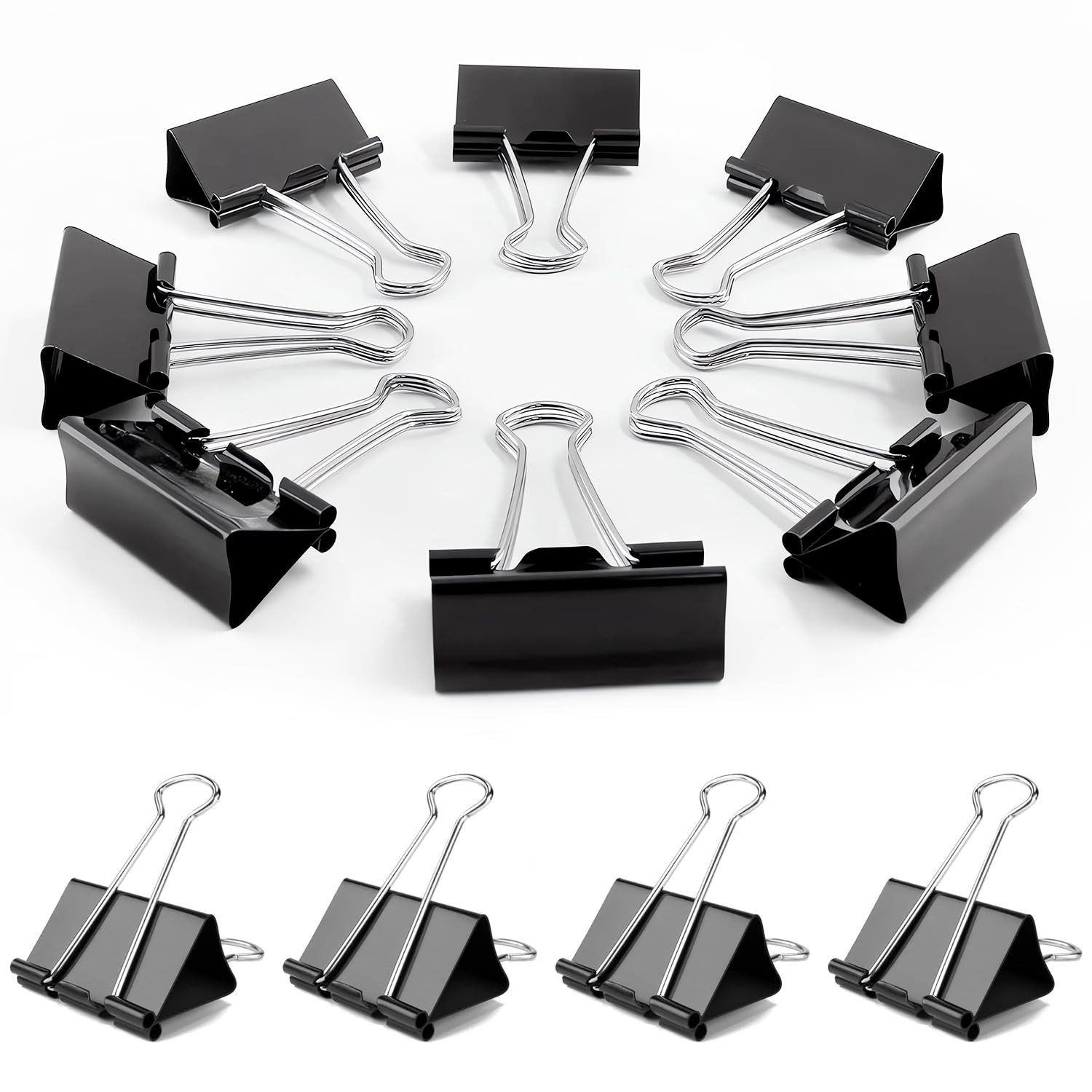 Medium Binder Clips, 72Pack, 1inch, Black Paper Medium,