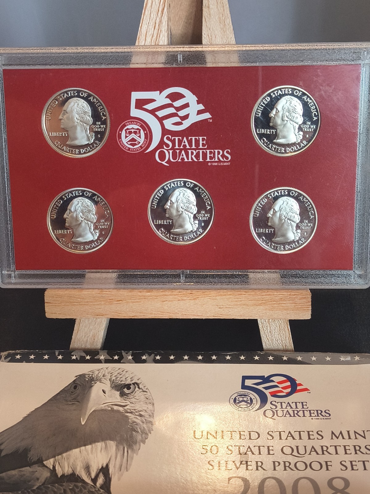 2008 - U. S. Mint 50 State Quarters Silver Proof Set - OGP - COA