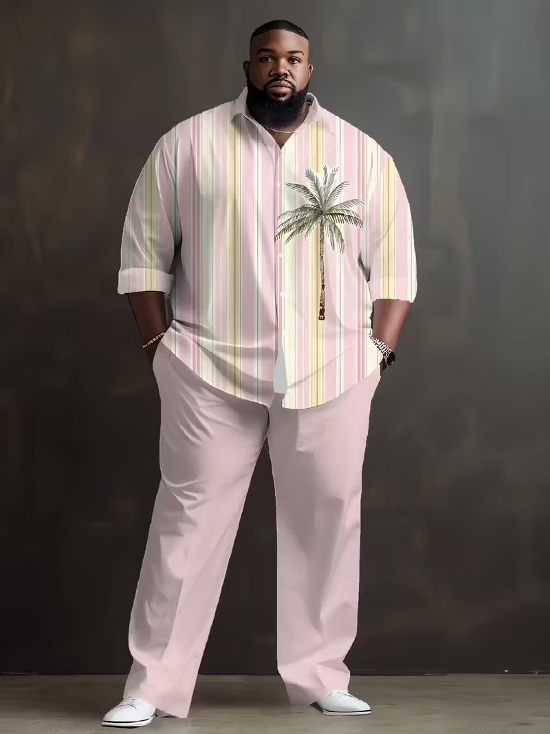 Men's Outfit 2 Piece Set Shirt & Pants Suit PLUS SIZE BIG 3XL