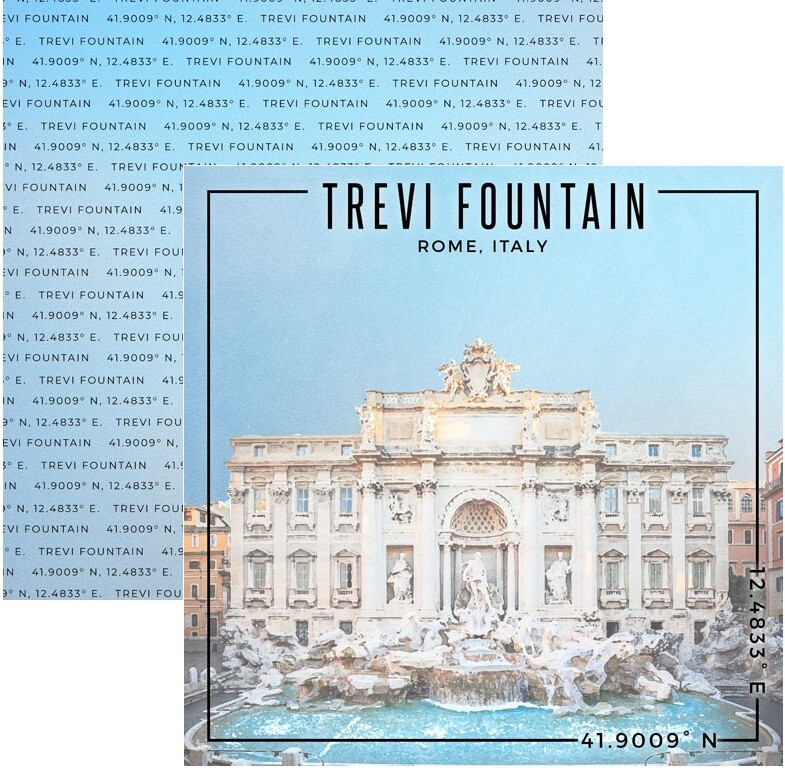 Trevi Fountain, Rome, Italy, DS scrapbook paper - Scrapbook Customs 30031