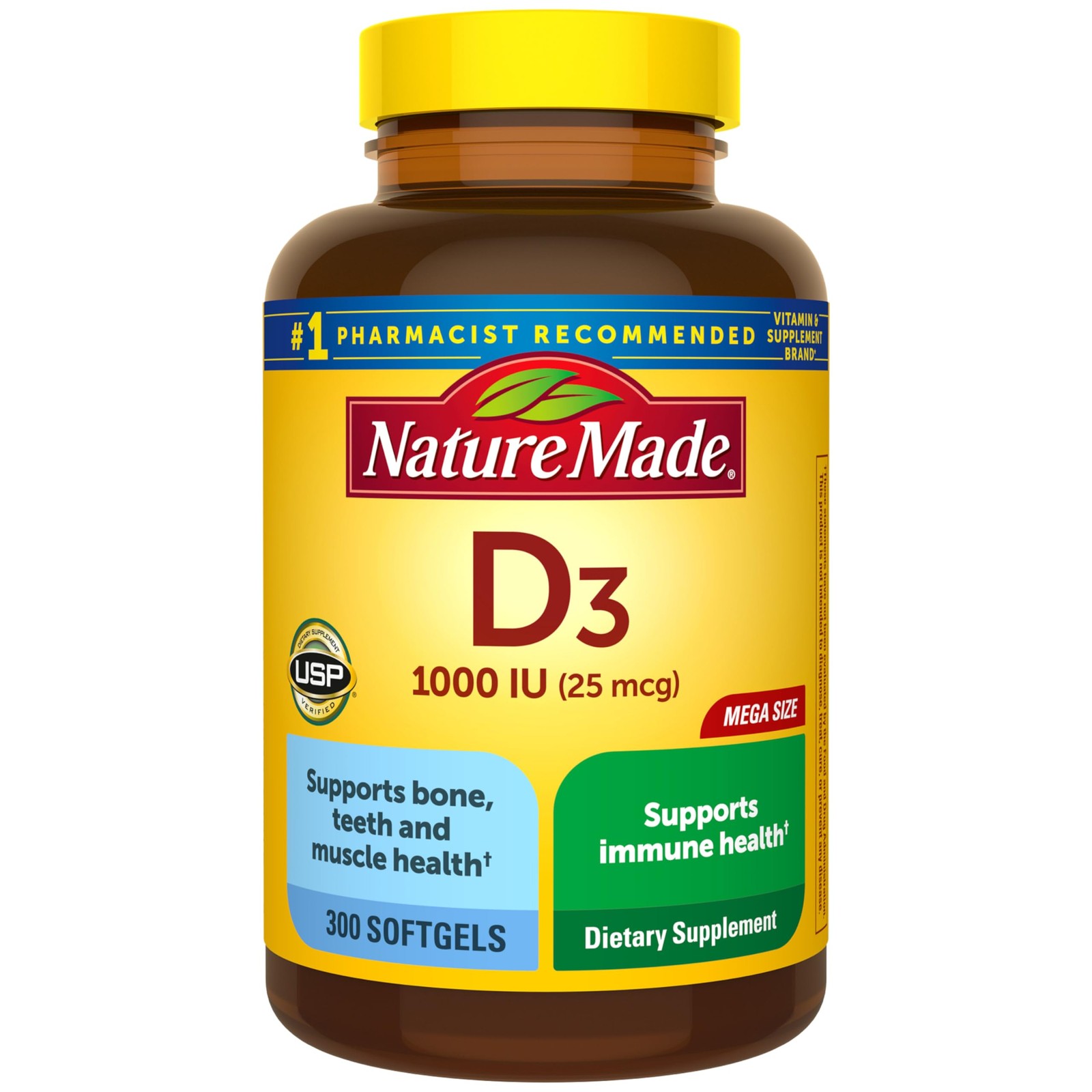 Vitamin D3 1000 IU (25 mcg), 300 Vitamin D Softgels