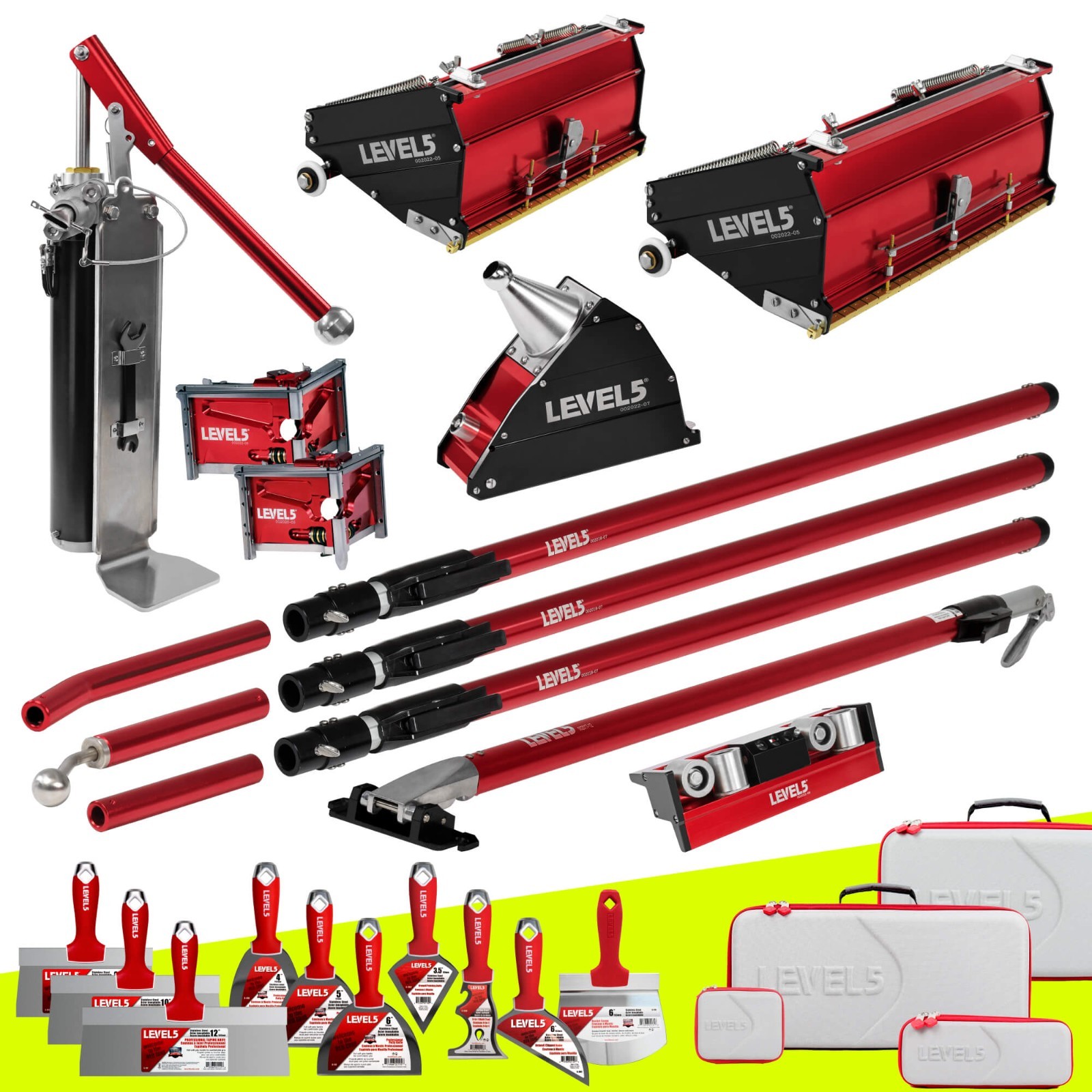 LEVEL5 MEGA Drywall Finishing Set + Ext. Handles w/ BONUS TOOL SET! | 4-627P